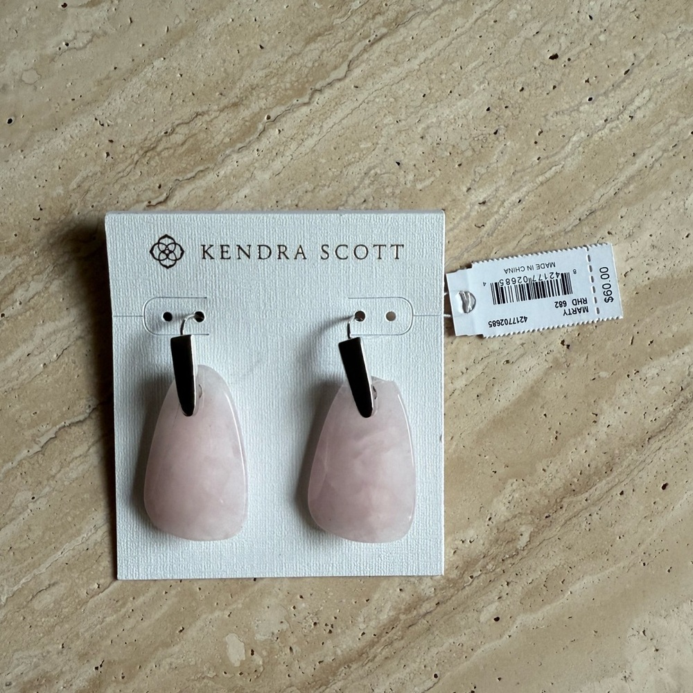 Kendra Scott Rose Quartz Marty Earrings. NWT